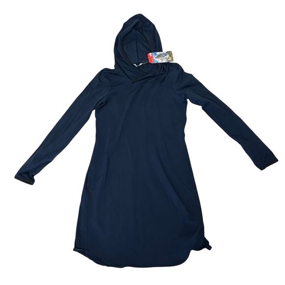 The North Face Soft Empower Outdoor Style Hooded Dress in Cosmic Blue Sz S/P - Picture 2 of 10
